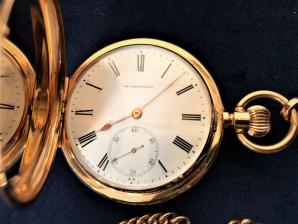 Карманные золотые русские антикварные часы Братья Четуновы в закрытом корпусе 56 пробы